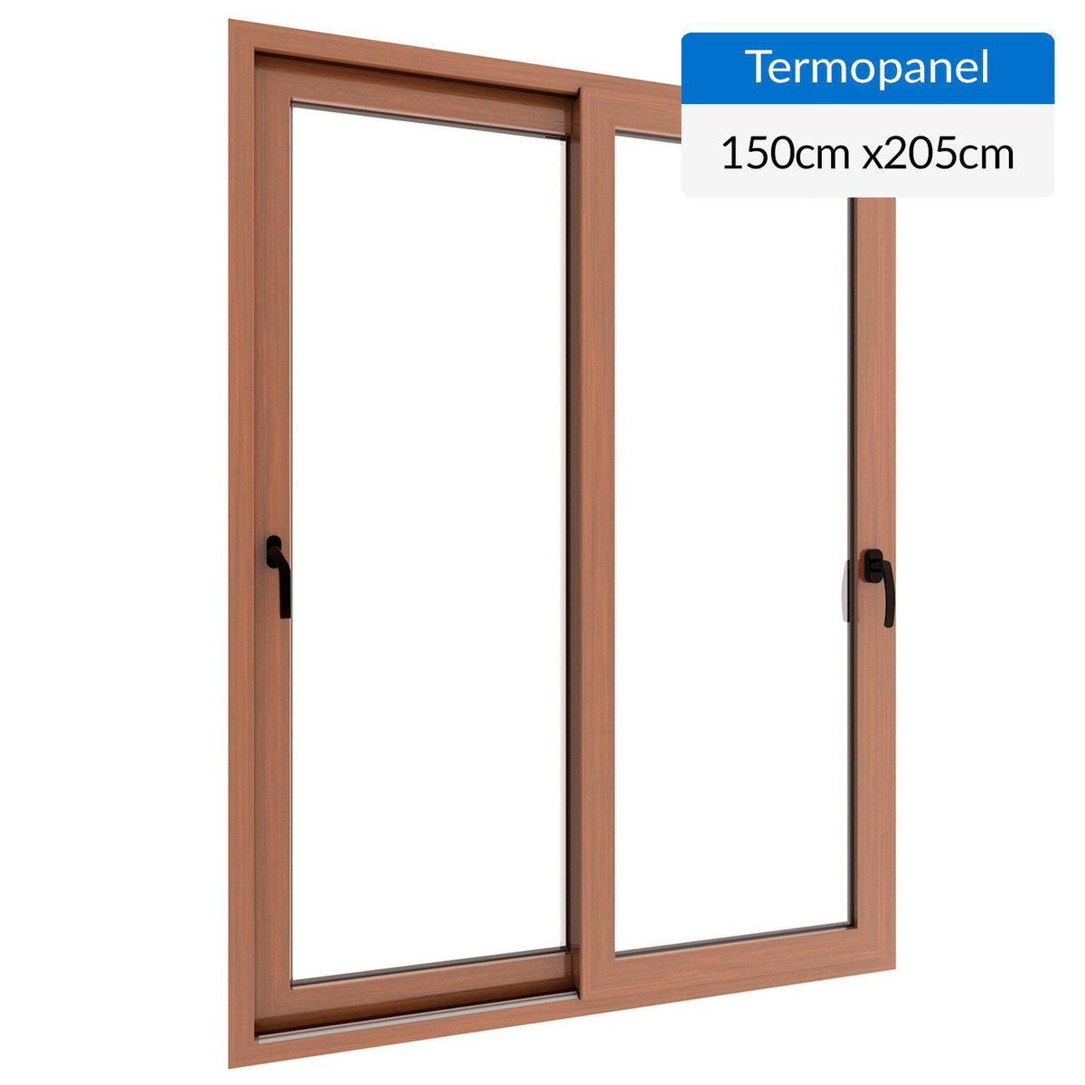 WINTEC - Ventanal termopanel PVC 150x205 cm roble corredera