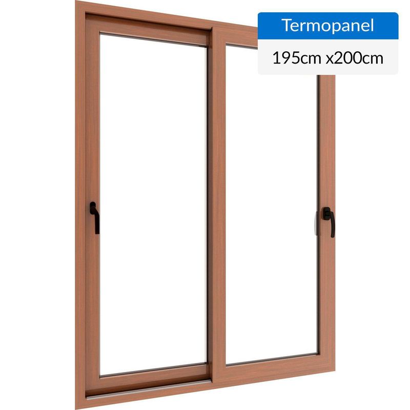 WINTEC - Ventana termopanel PVC 195x205 cm roble corredera