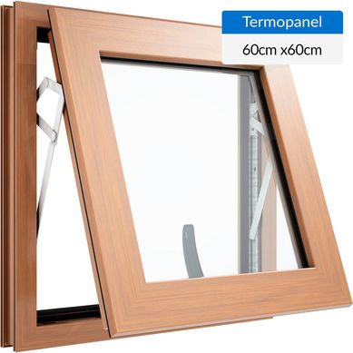 Ventana termopanel PVC 60x60 cm roble proyectante
