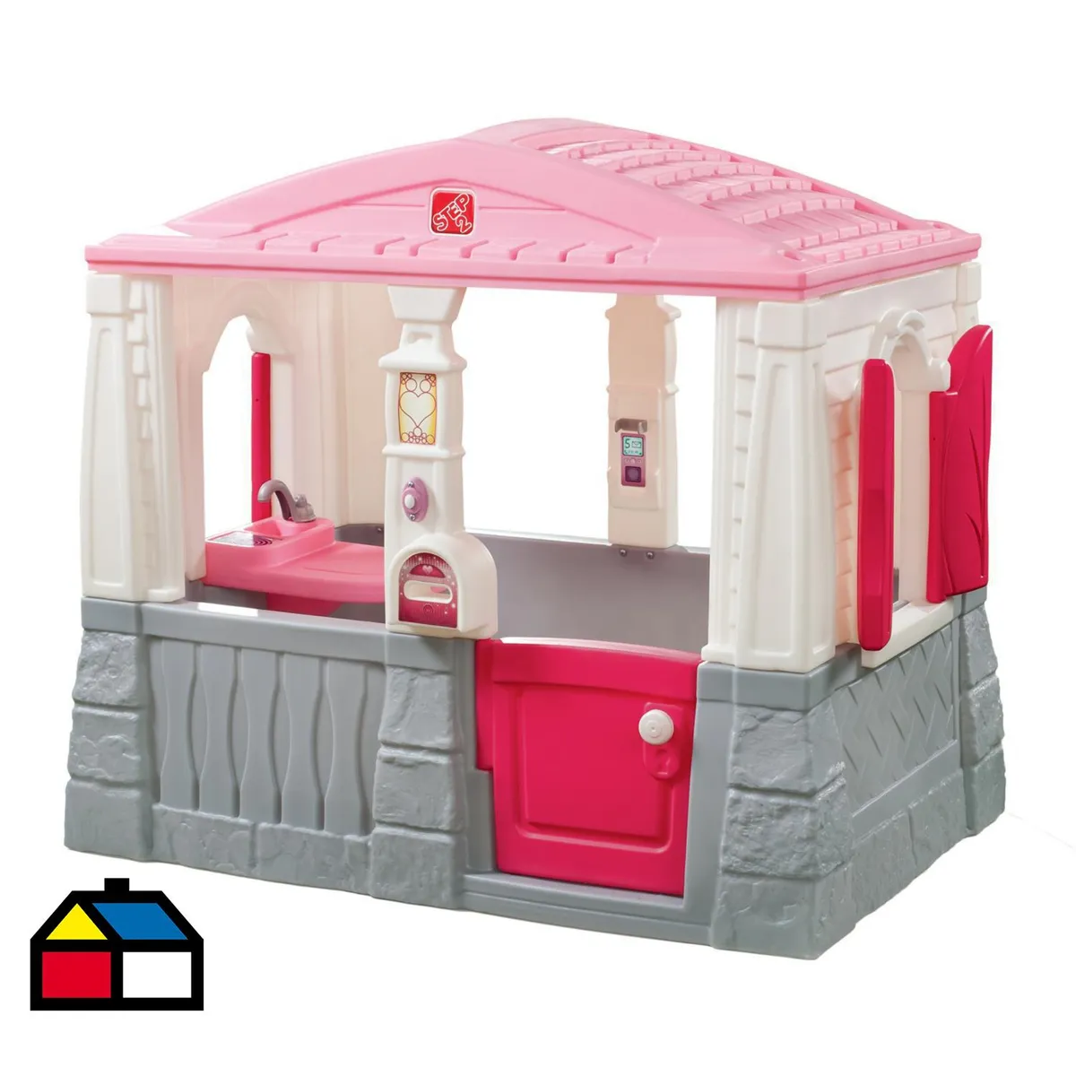 STEP 2 - Casa de Juego 129.5x130x118 cm Blanco/Rosado