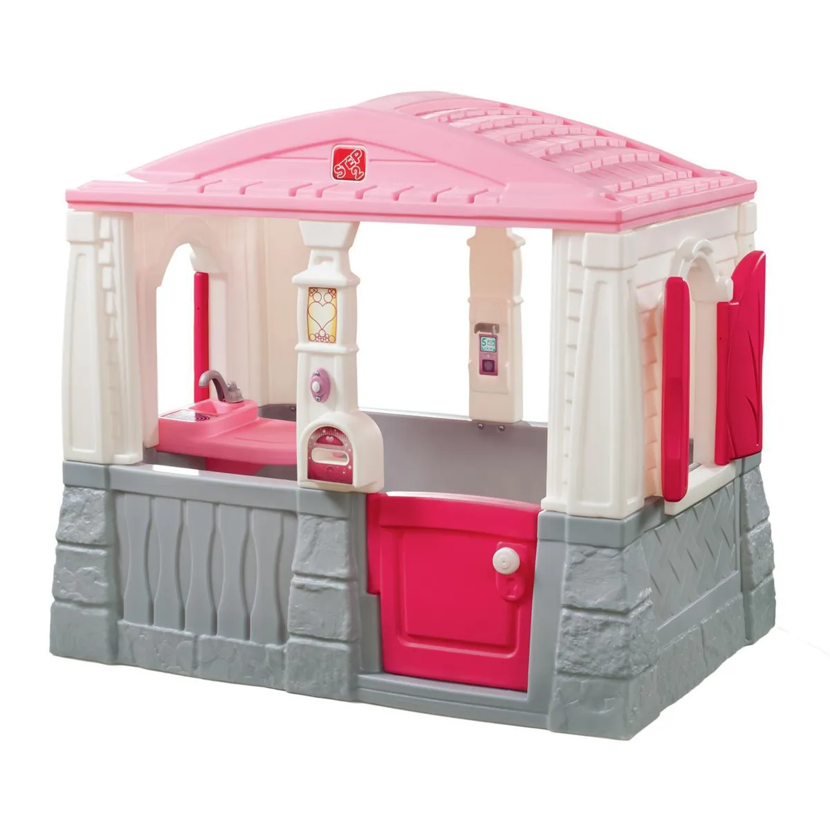 STEP 2 - Casa de Juego 130x130x129.5 cm Blanco/Rosado