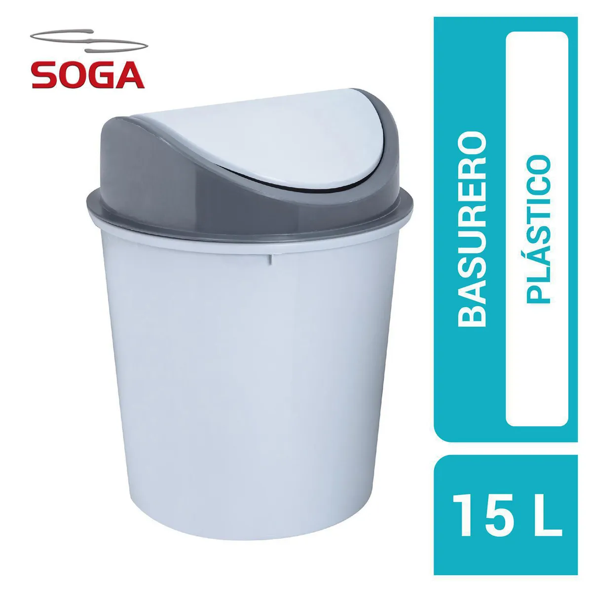 SOGA - Basurero 15 Litros Plástico Gris