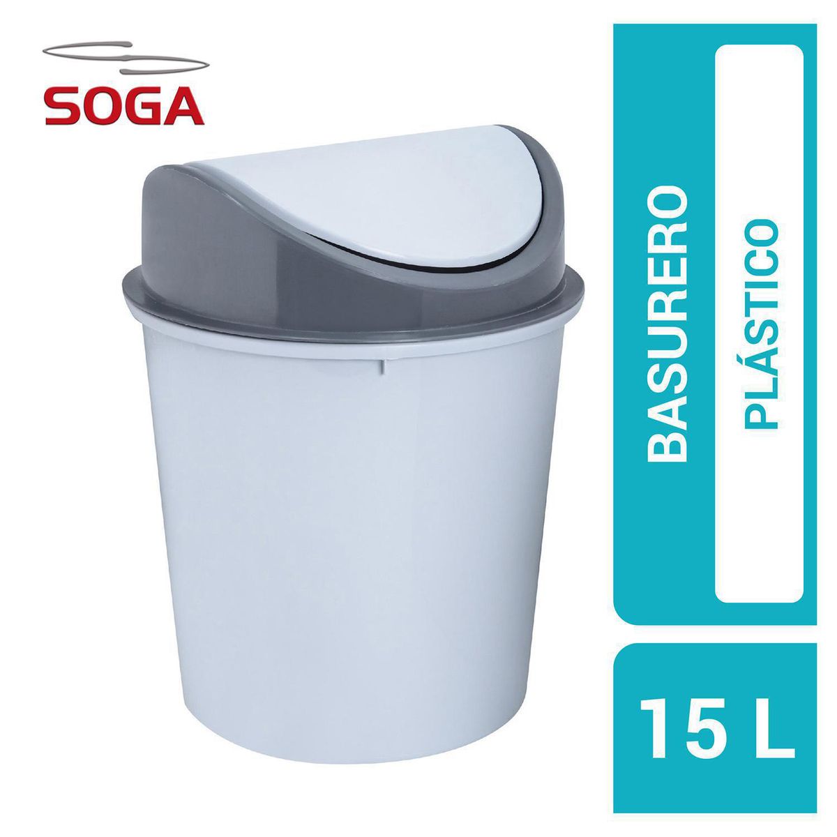SOGA - Basurero 15 Litros Plástico Gris