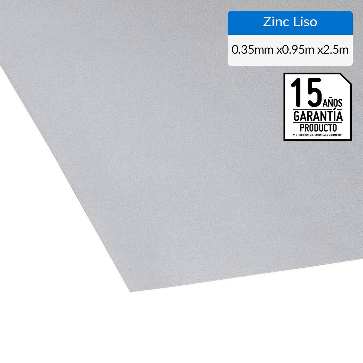 BOLKOW - Plancha Zinc Liso 0.35 mm 95x250 cm Gris AZM150