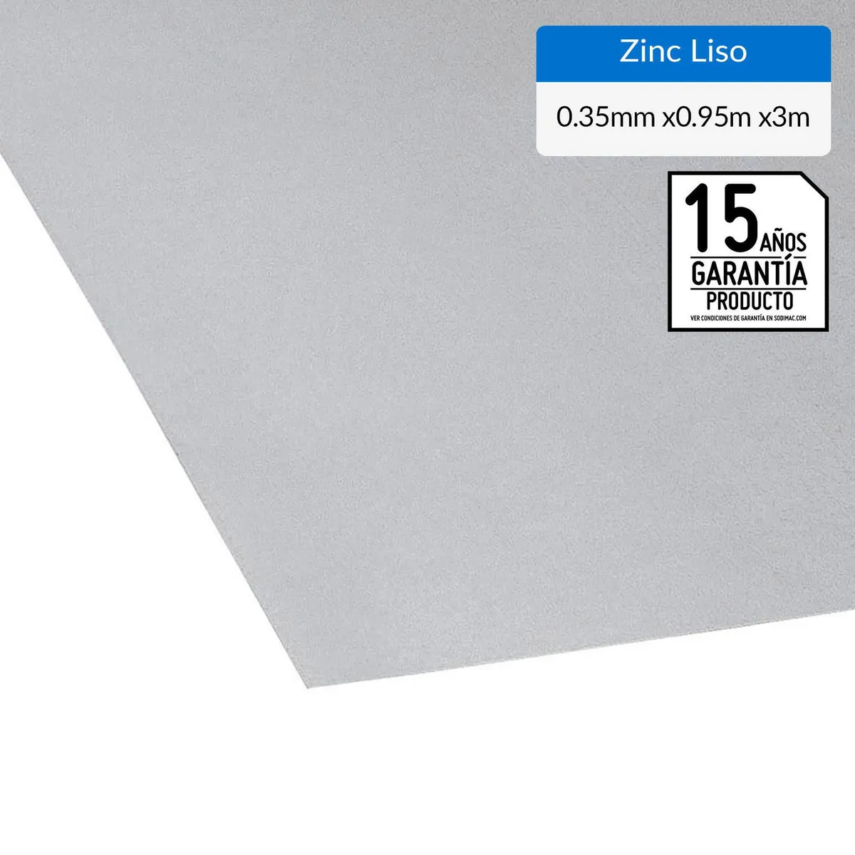 GENERICO - Plancha Zinc Liso 0.35 mm 95x300 cm Gris AZM150