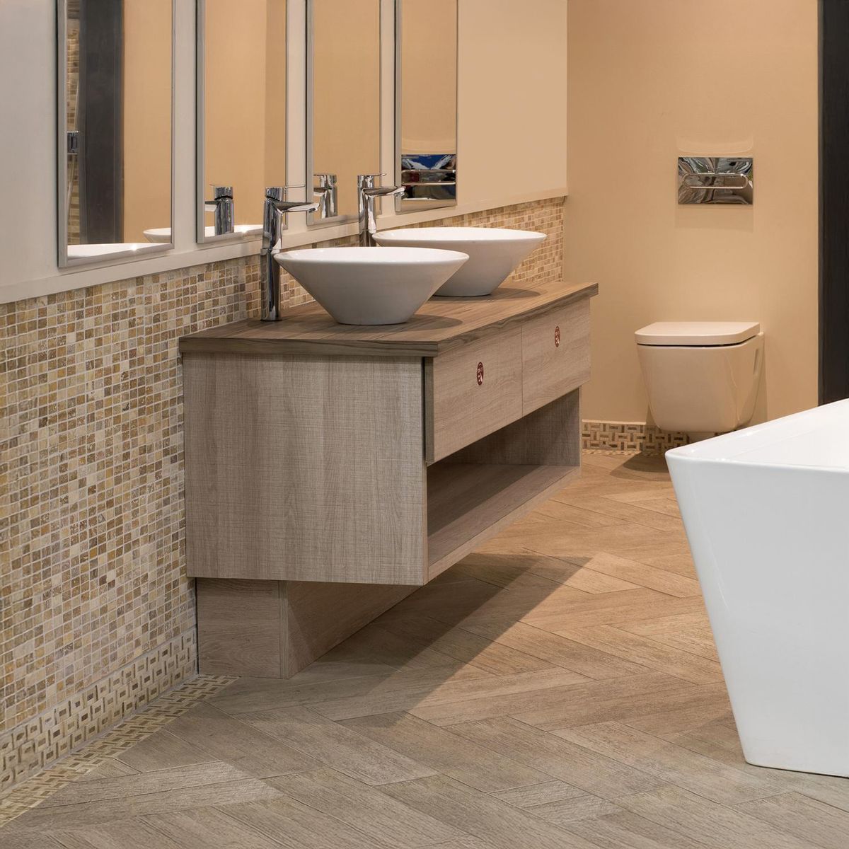 SENSI DACQUA - Lavamanos Forma Redonda Loza 42x15x42 cm Blanco