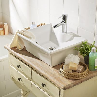 Imagen 2 del producto Lavamanos Forma Rectangular Loza 50.5x16.5x40 cm Blanco