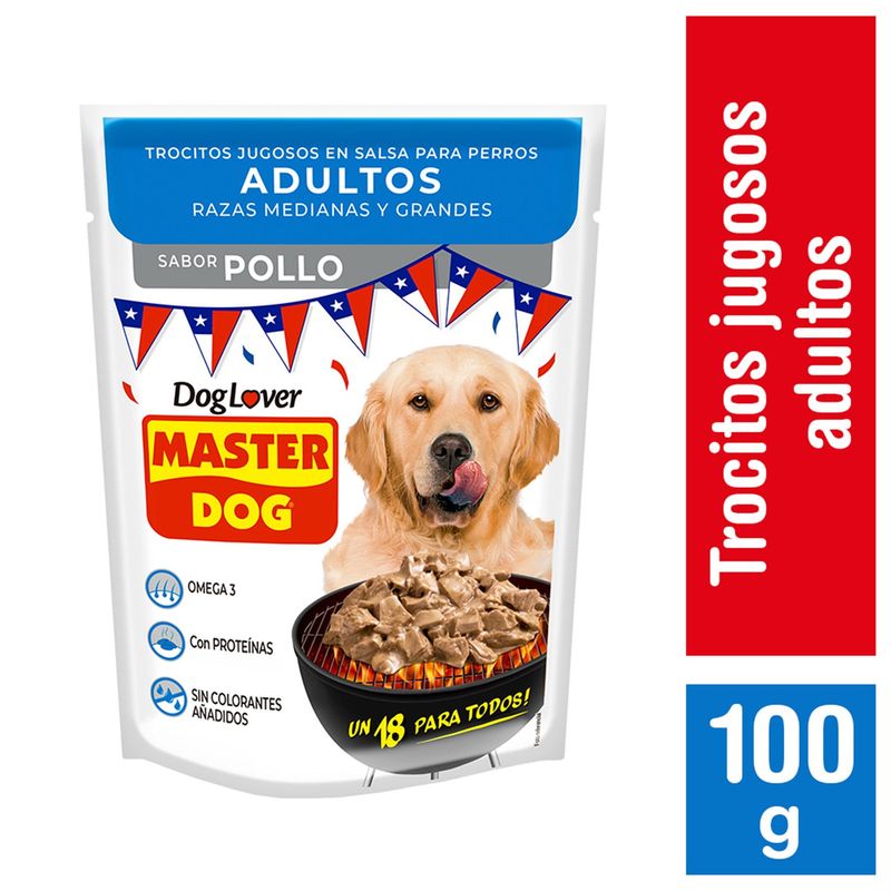 MASTER DOG - Alimento húmedo para perro adulto 100 gr pollo y vegetales