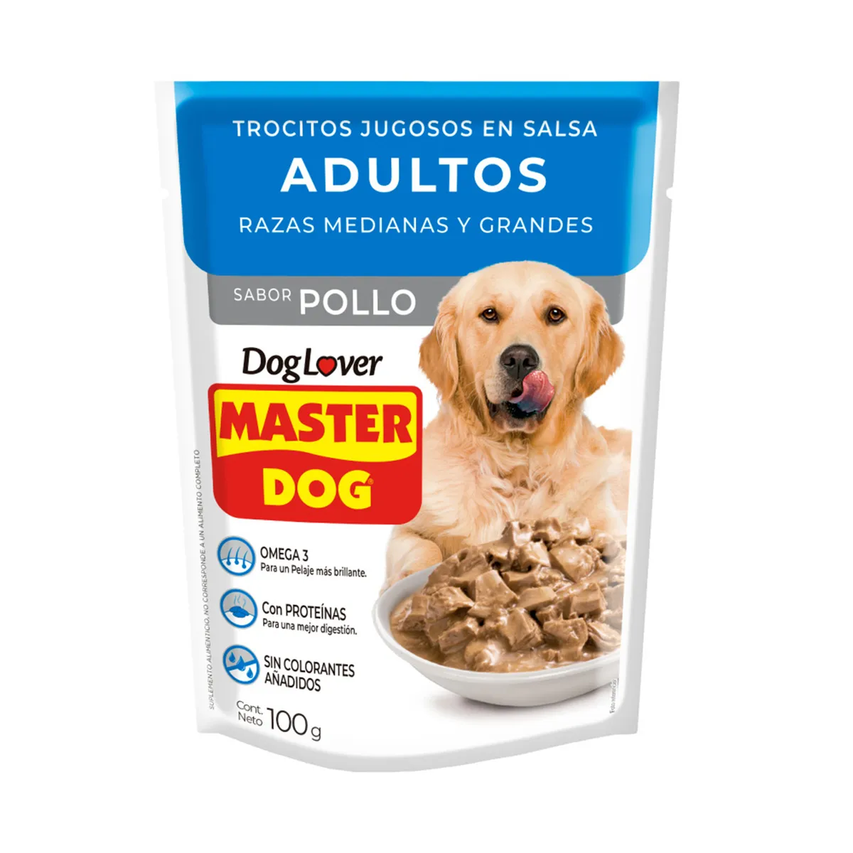 MASTER DOG - Alimento húmedo para perro adulto 100 gr pollo y vegetales