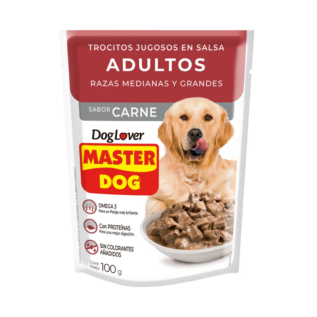 MASTER DOG - Alimento húmedo para perro adulto 100g carne/arroz/vegetales