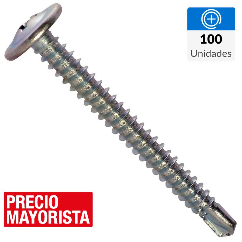 MAMUT - Tornillo Autoperforante Cabeza Lenteja Metal 1-5/8 " 8 mm 100 Unidades