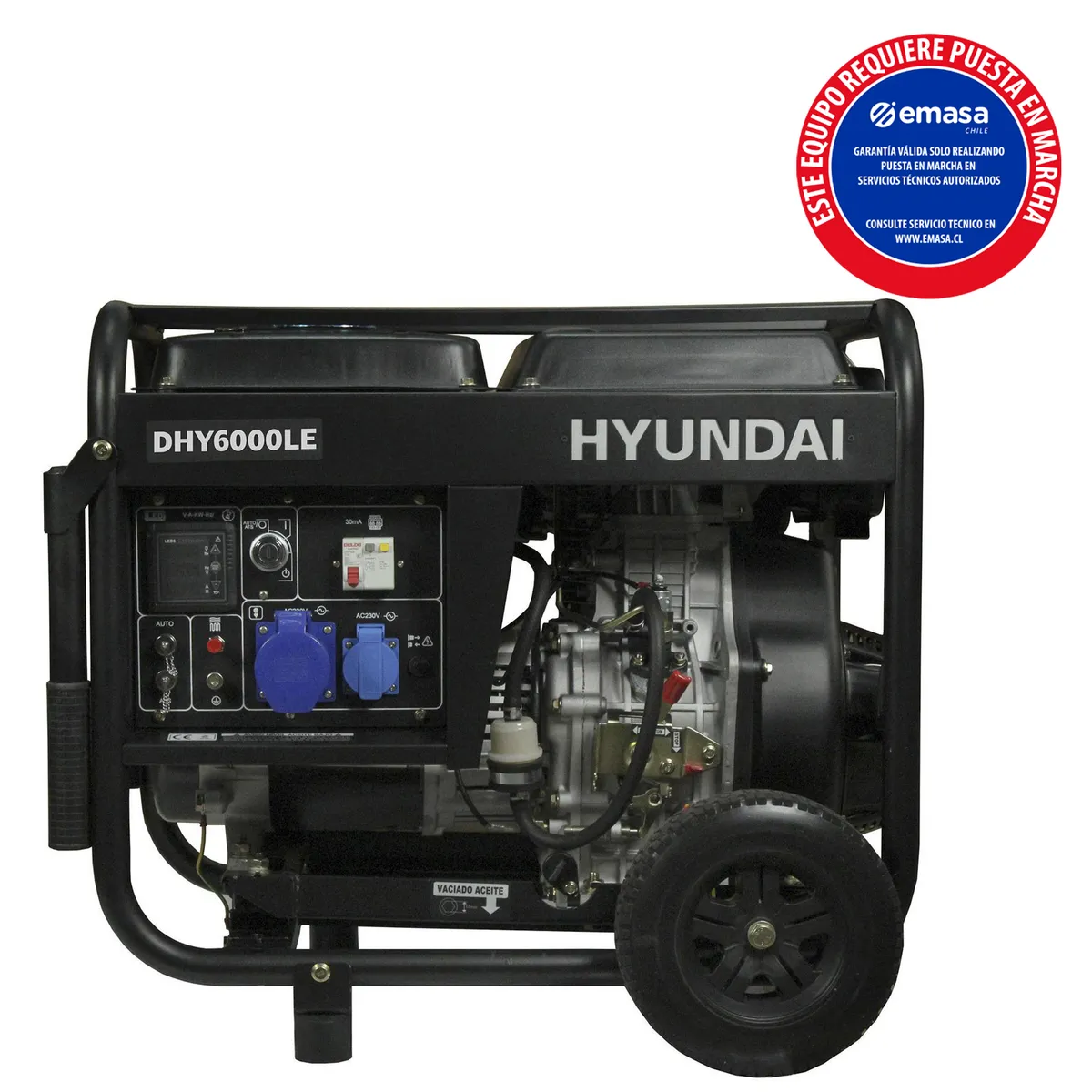 HYUNDAI - Generador Eléctrico a Diésel Partida Eléctrica 5500 W 14 l