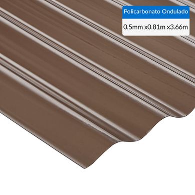 0.5mmx0.81mx3.66m Policarbonato Ondulado / Bronce