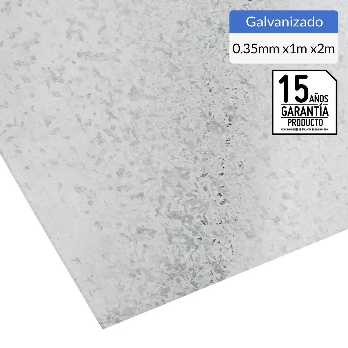 BOLKOW - Plancha Acero Galvanizado Liso 0.35 mm 100x200 cm Gris AZM180