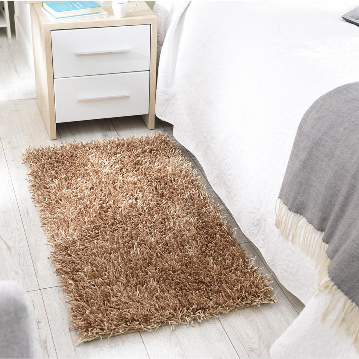 JUST HOME COLLECTION - Bajada de Cama Shaggy Mix 60x110 cm Poliéster Beige