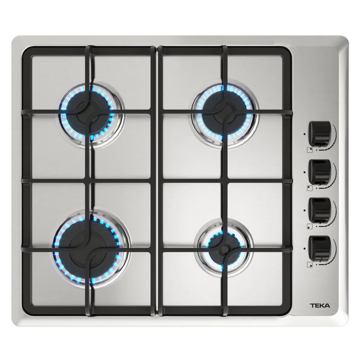 TEKA - Encimera Gas Licuado 4 Platos Silver HLX 640 4G AI CI