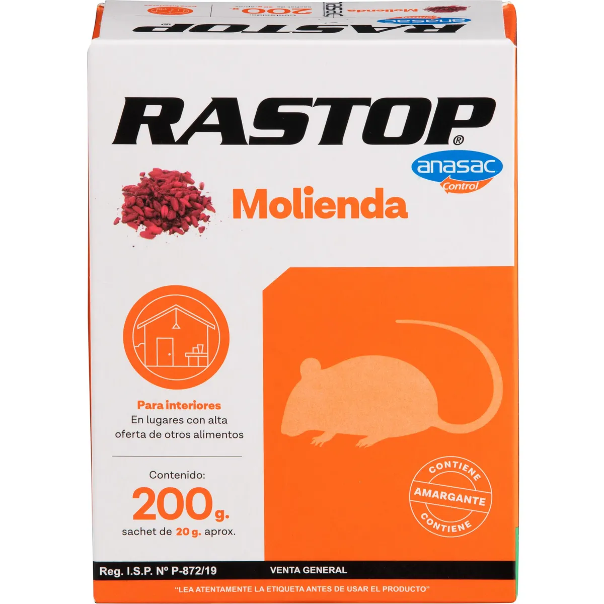 ANASAC - Raticida Molienda Rastop 200 gr