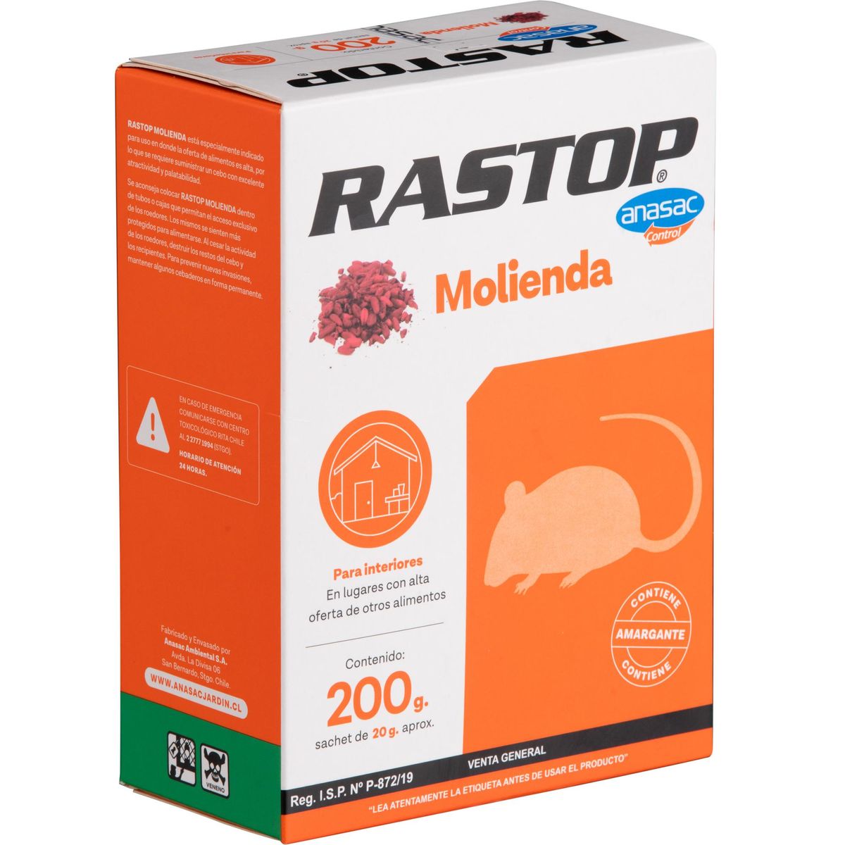 ANASAC - Raticida Molienda Rastop 200 gr