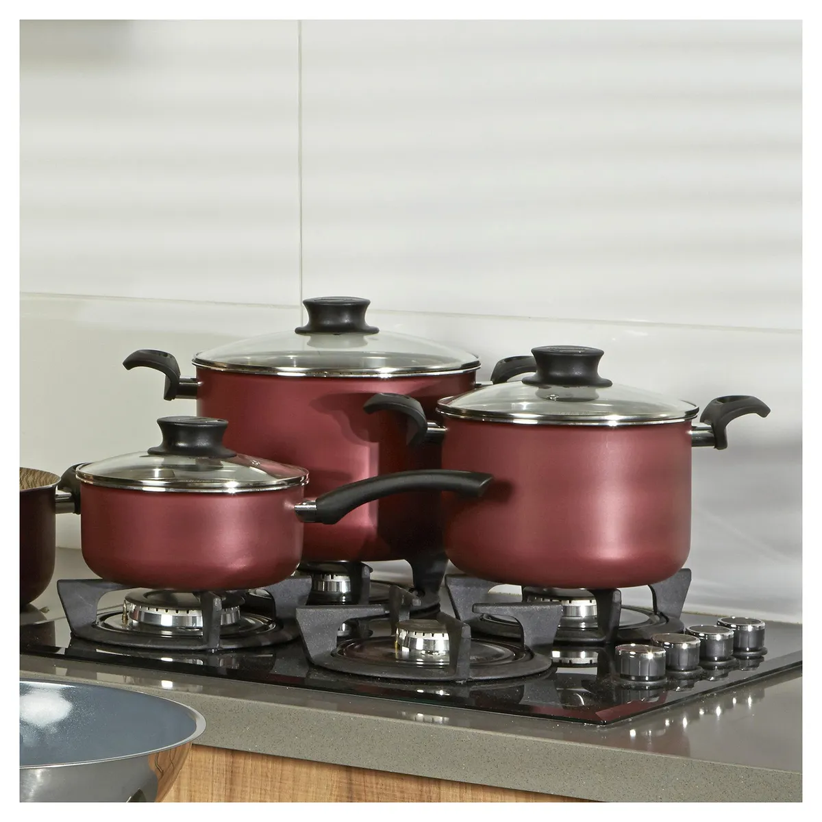 TRAMONTINA - Olla de Aluminio 18 cm 2 Lts Rojo