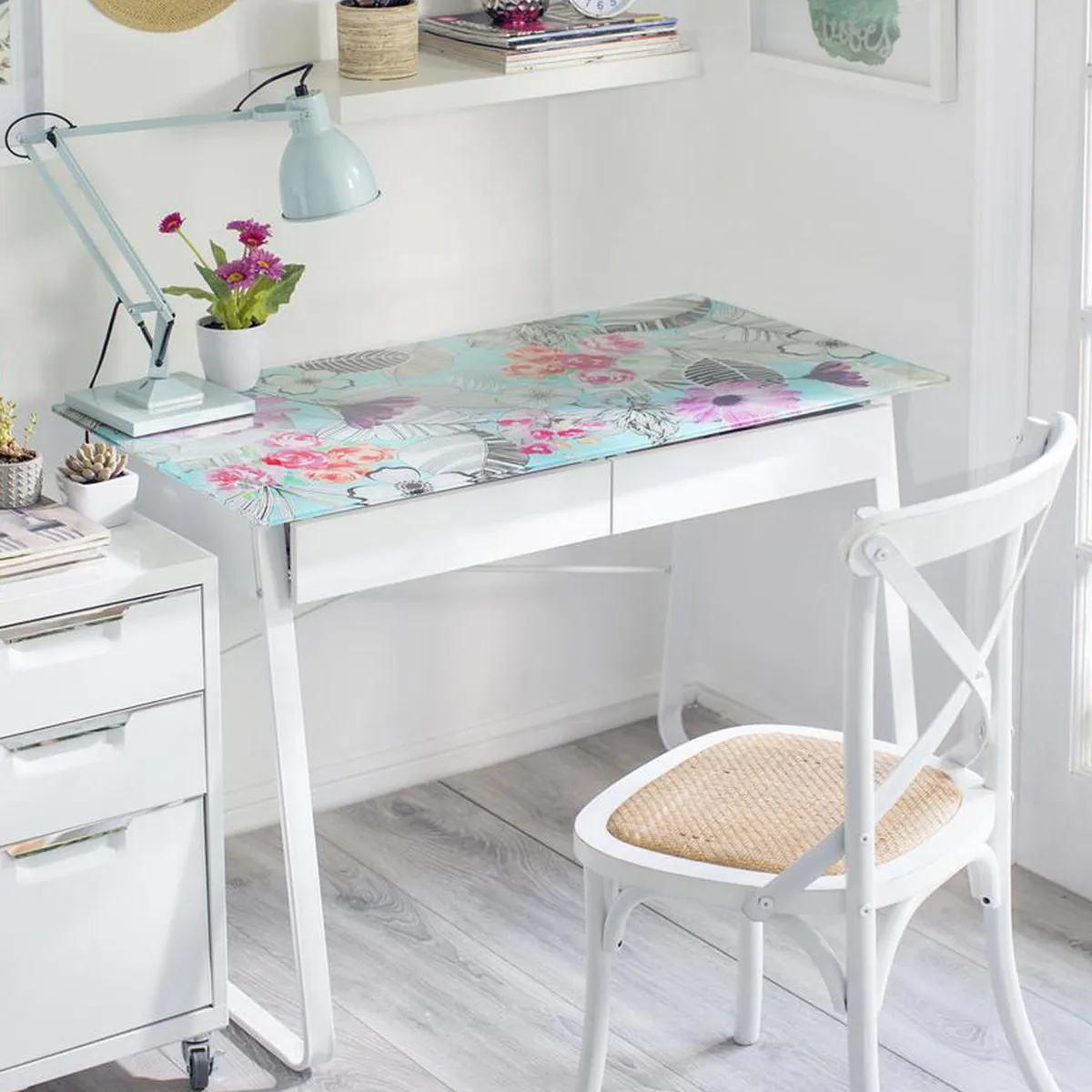 JUST HOME COLLECTION - Escritorio Flores Blanco/multicolor