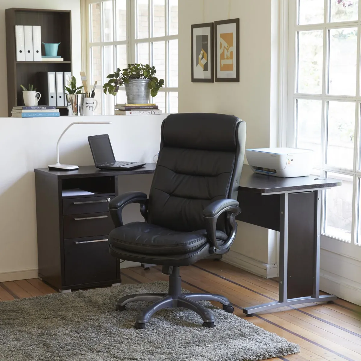 JUST HOME COLLECTION - Escritorio en L Esquinero Europa Café 160x76x104 cm