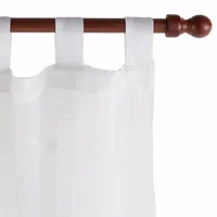 Set Cortina Velo Bordado 140x230 cm Blanco 2 Paños Presilla