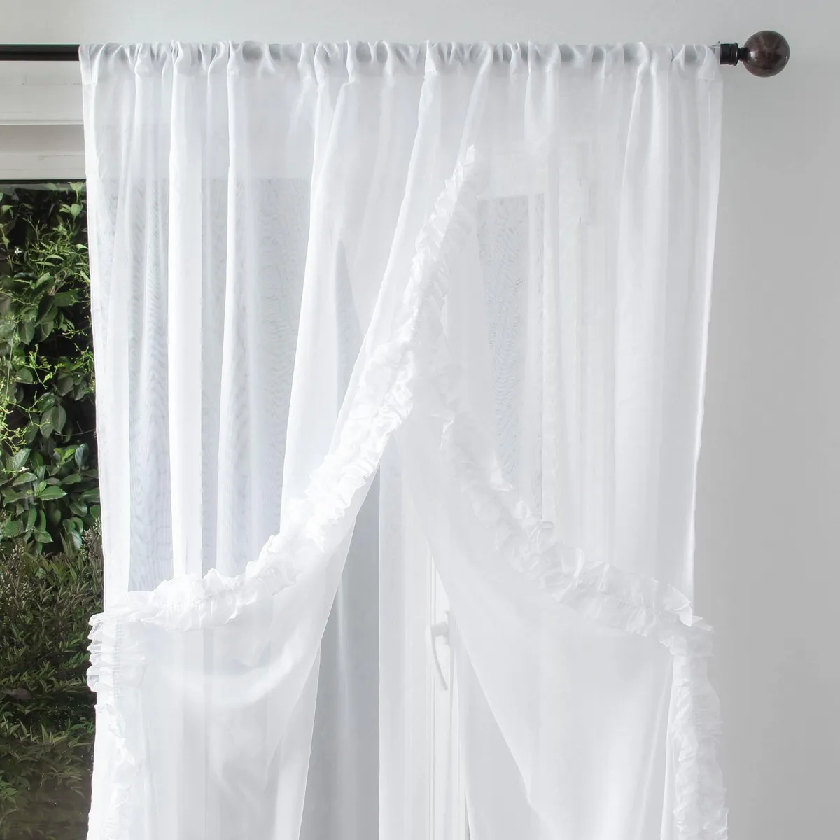 JUST HOME COLLECTION - Set Cortina Velo Romántico 200x220 cm Blanco 3 Paños Pasador