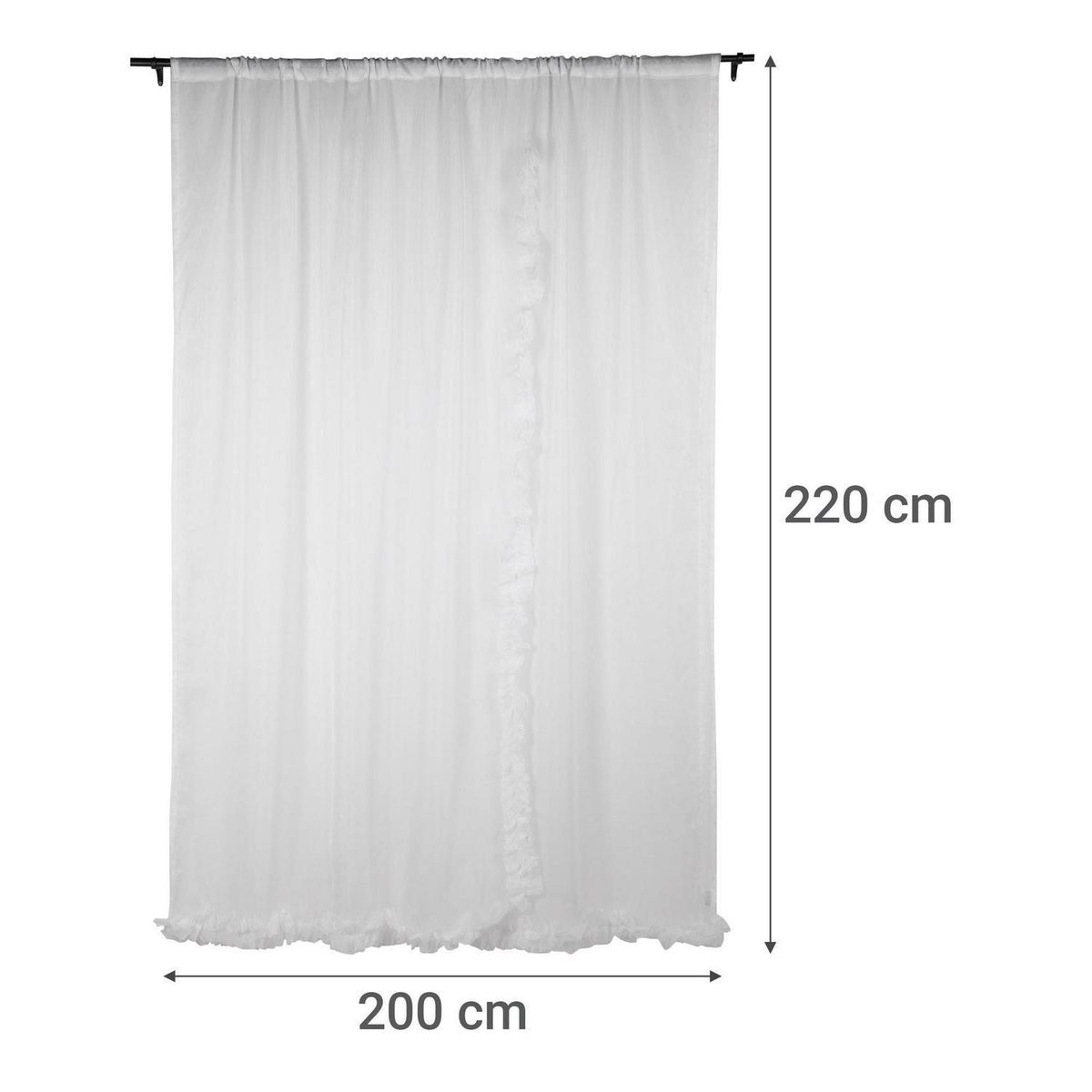JUST HOME COLLECTION - Set Cortina Velo Romántico 200x220 cm Blanco 3 Paños Pasador