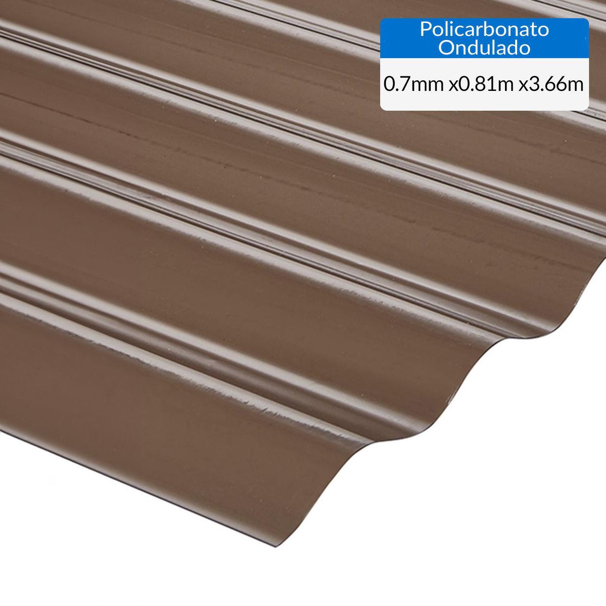 GENERICO - Plancha Policarbonato Ondulada 0.7 mm 81x366 cm Bronce