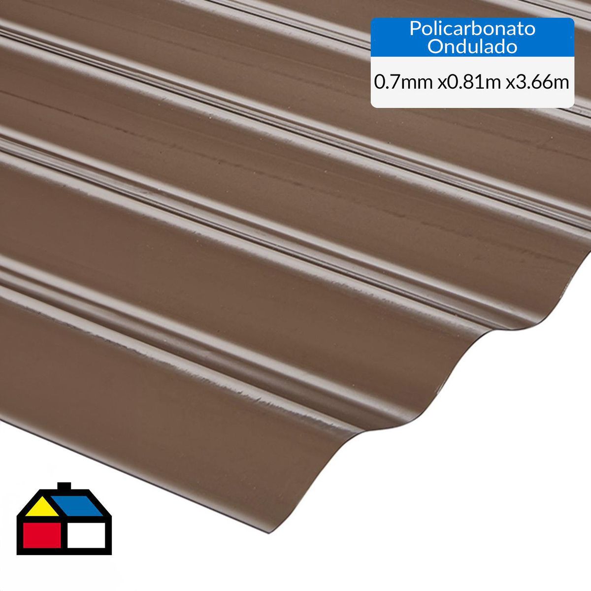GENERICO - Plancha Policarbonato Ondulada 0.7 mm 81x366 cm Bronce