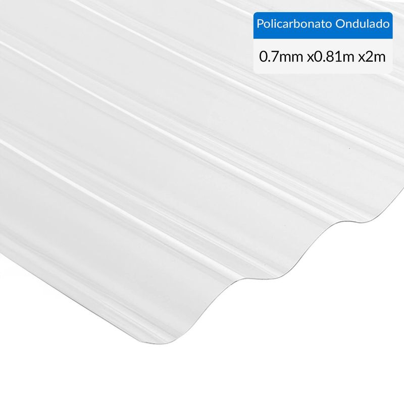  - Plancha Policarbonato Ondulada 0.7 mm 81x200 cm Transparente