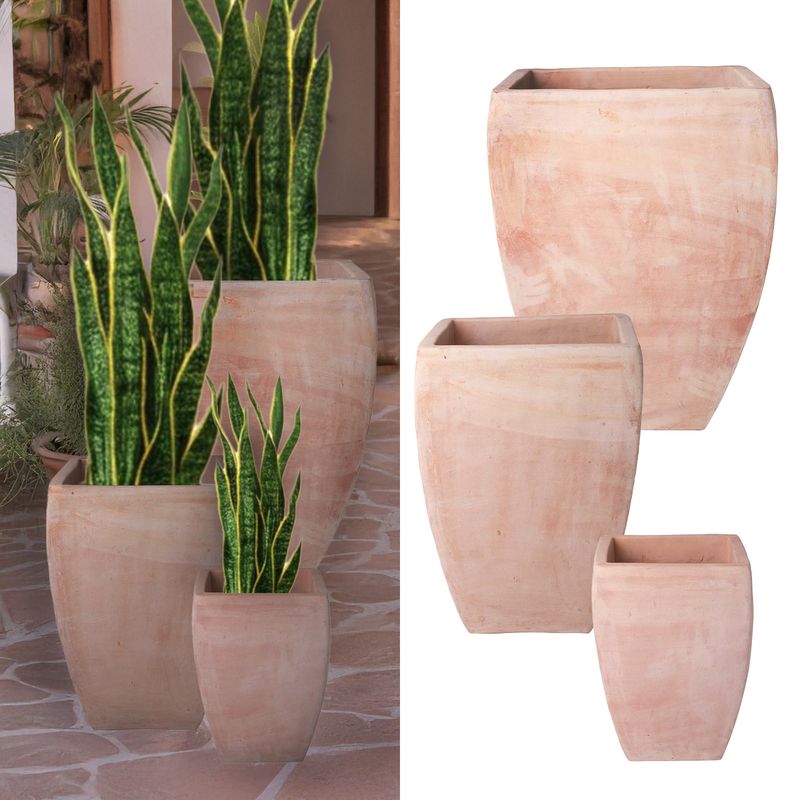 JUST HOME COLLECTION - Macetero de arcilla set 3 unidades Terracota.