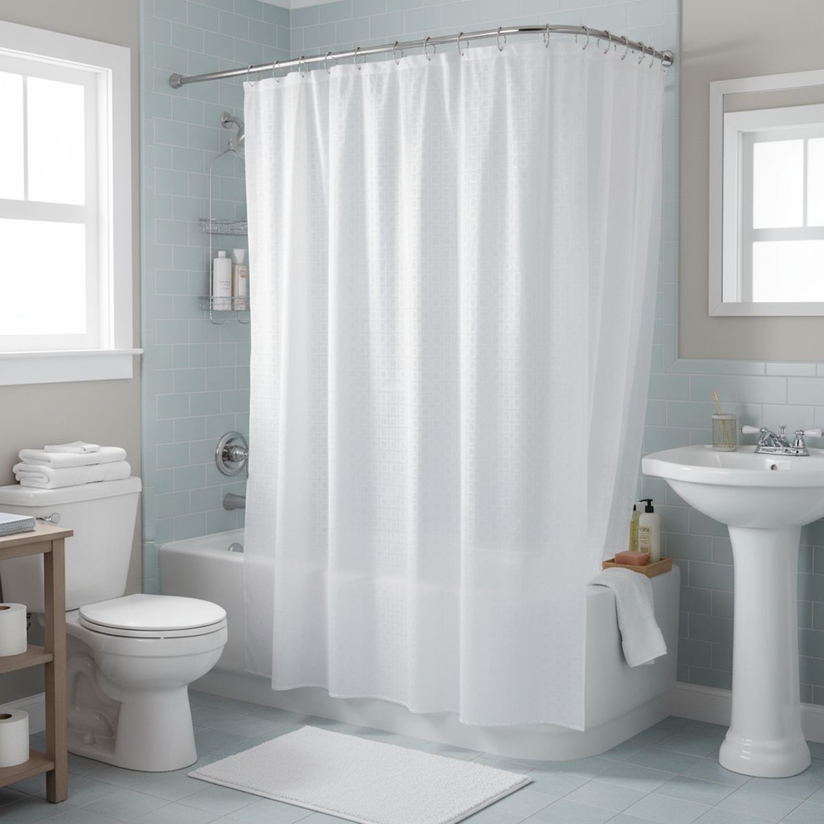 JUST HOME COLLECTION - Cortina de baño Clear Ramón PVC 180x180 cm blanco