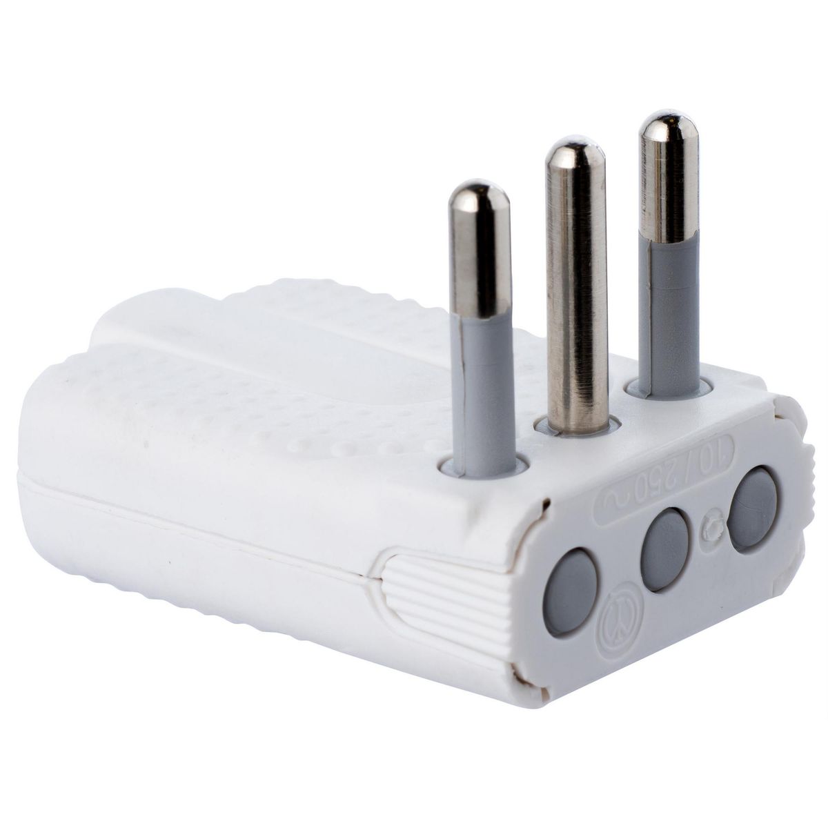 BTICINO - Enchufe macho volante articulado 2p+t 10 A Blanco