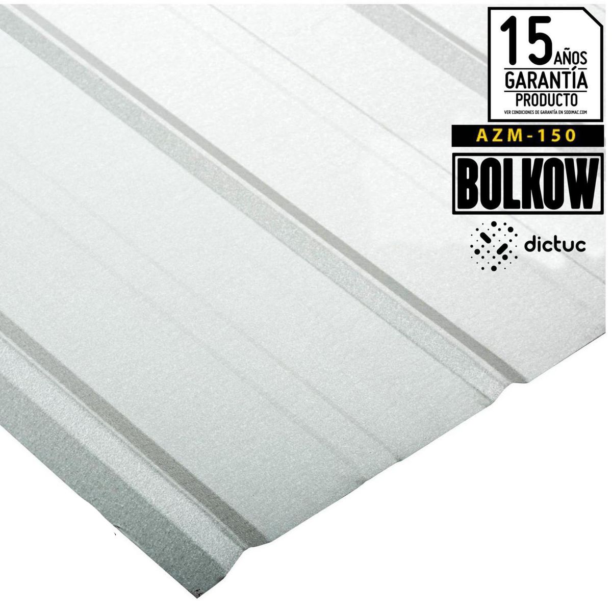 BOLKOW - Plancha Recubrimiento AZM150 Zinc 5V 0.4 mm 89.5x200 cm Gris