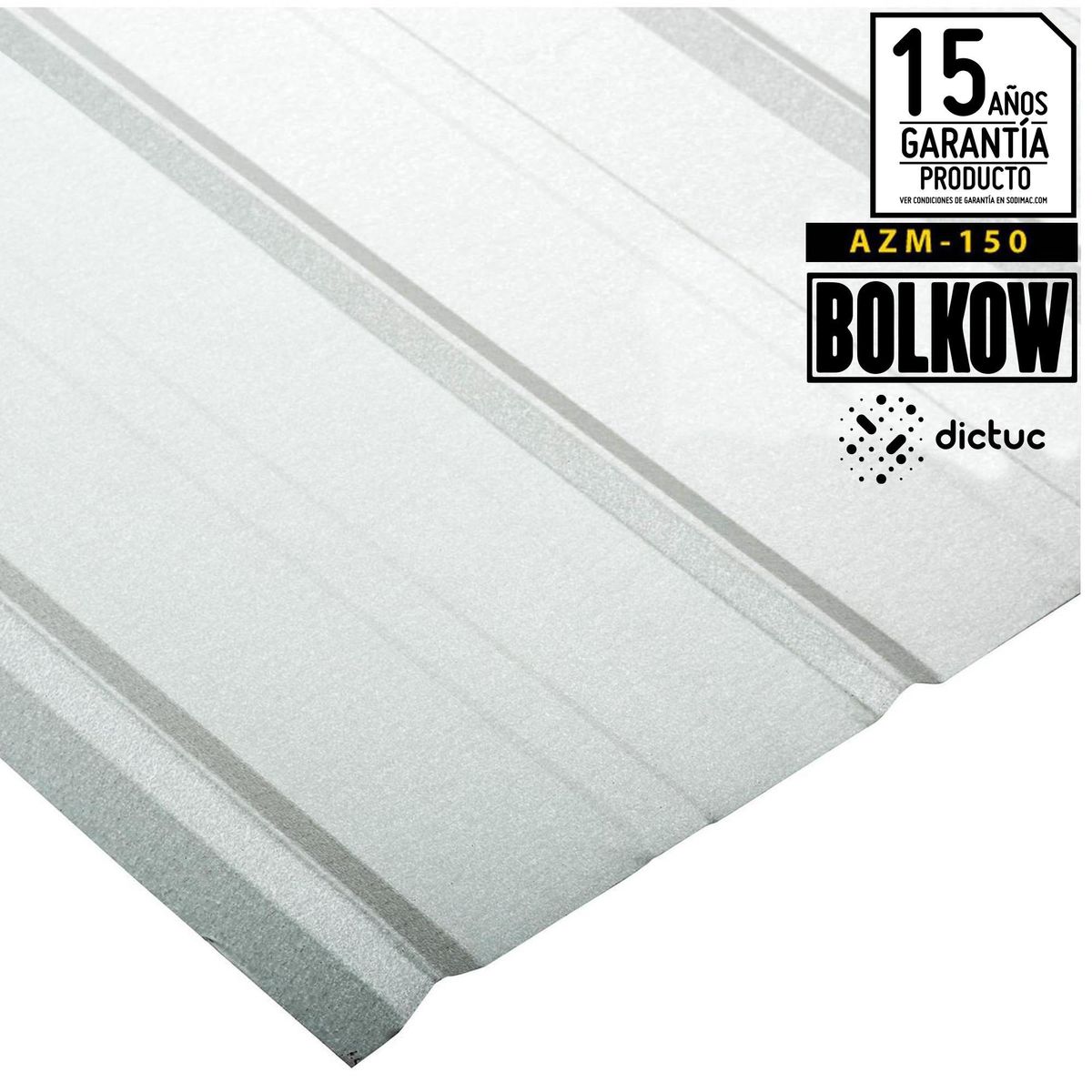 BOLKOW - Plancha Recubrimiento AZM150 Zinc 5V 0.4 mm 89.5x200 cm Gris