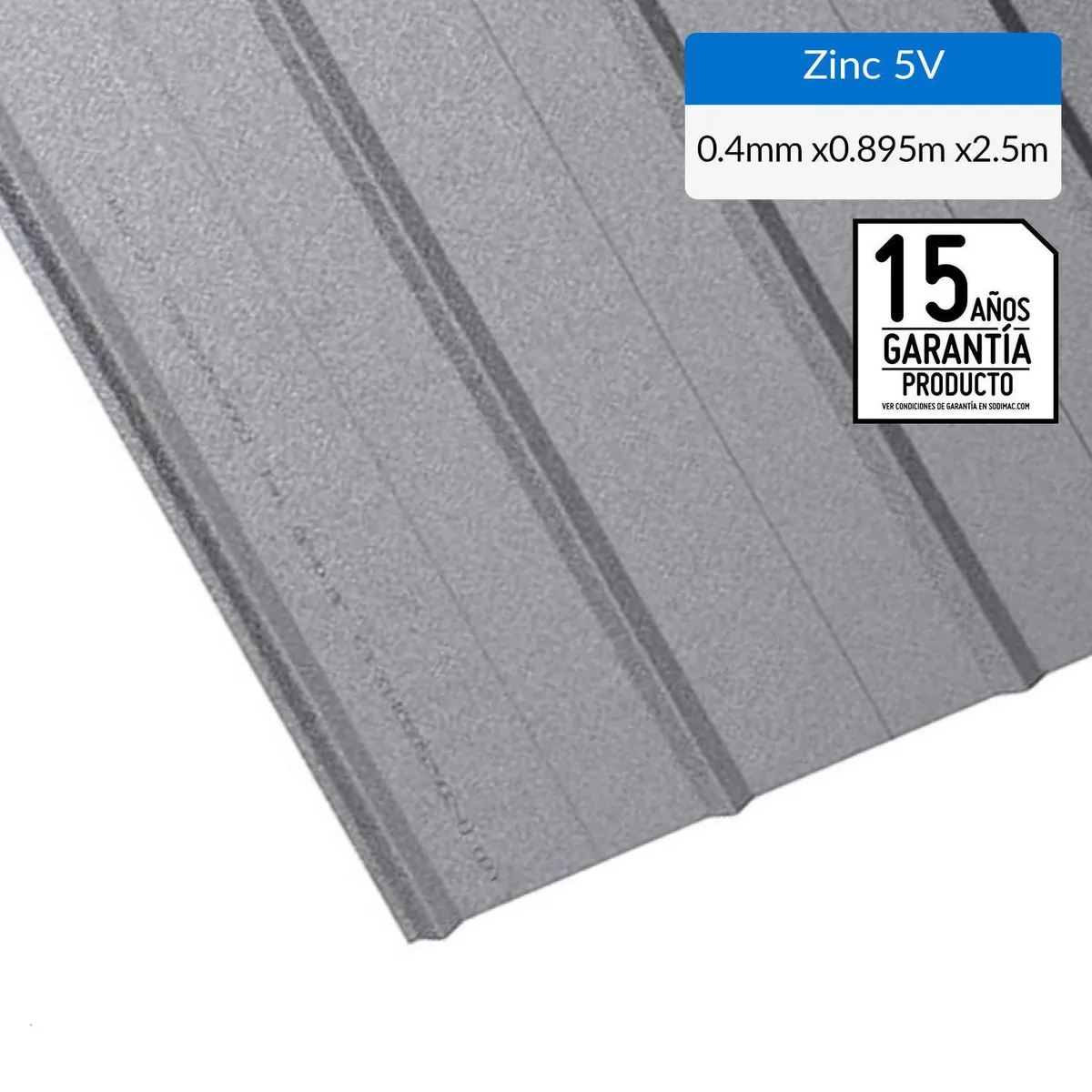 BOLKOW - Plancha Zinc 5V 0.4 mm 89.5x250 cm Gris AZM150