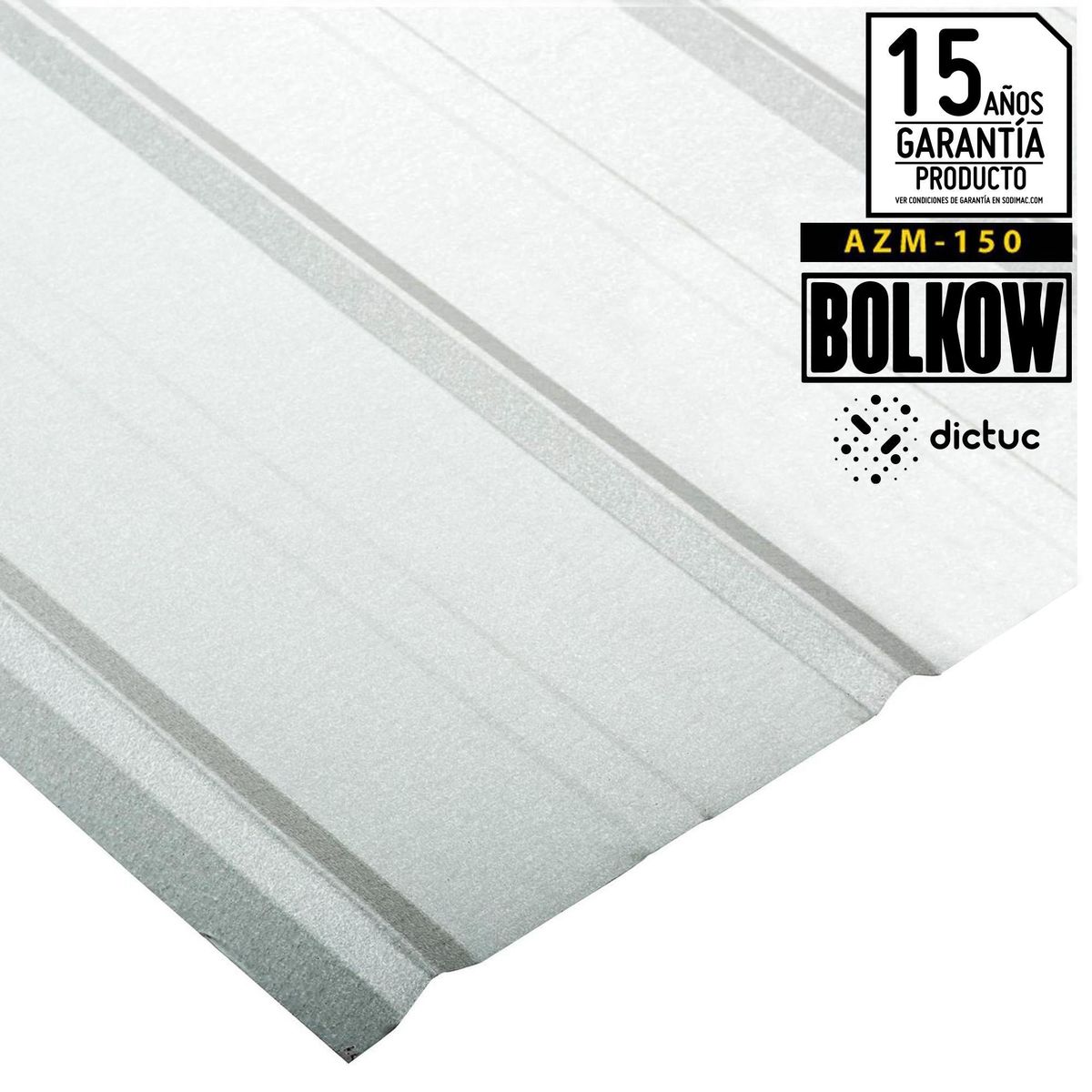 BOLKOW - Plancha Recubrimiento AZM150 Zinc 5V 0.4 mm 89.5x300 cm Gris