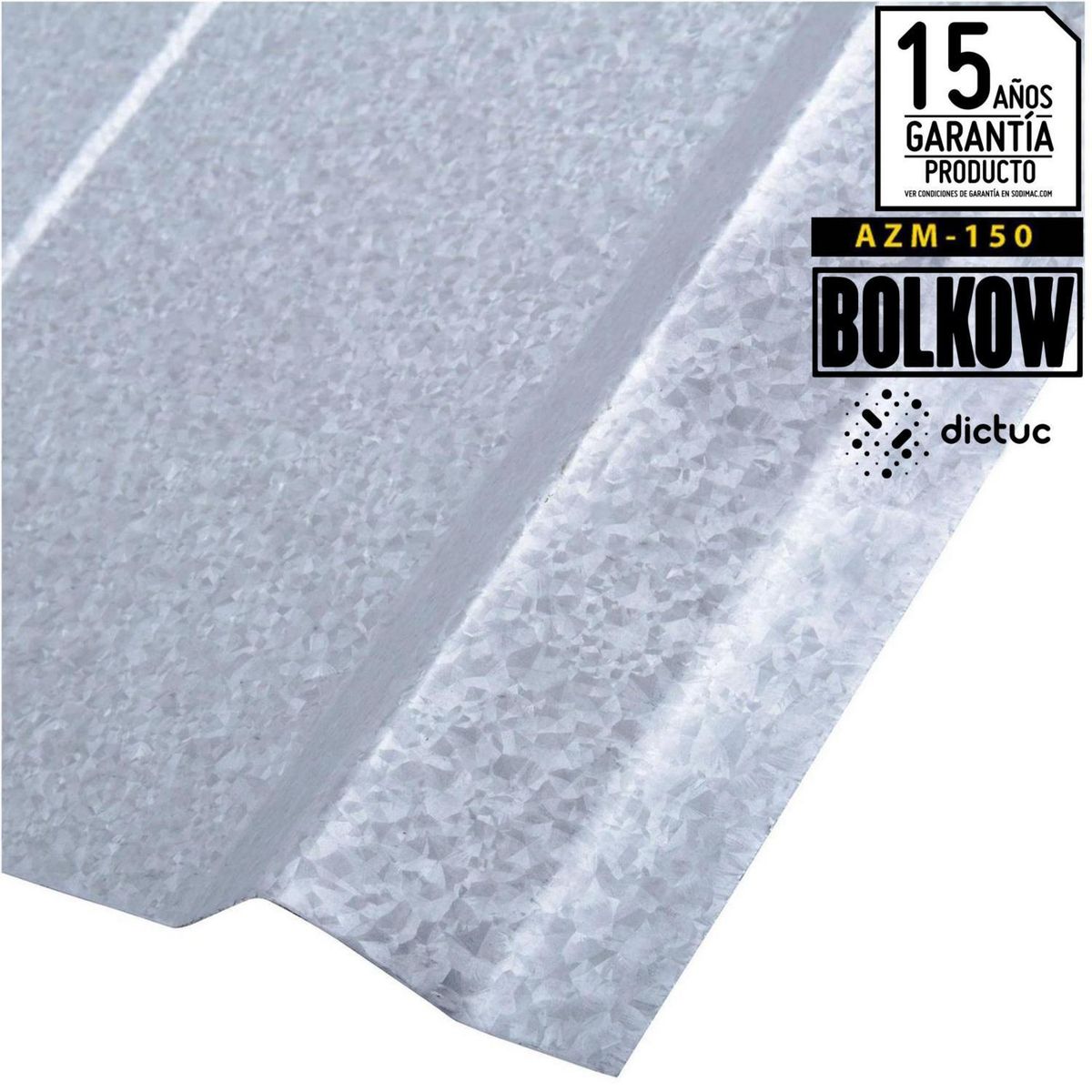 BOLKOW - Plancha Recubrimiento AZM150 Zinc 5V 0.4 mm 89.5x350 cm Gris