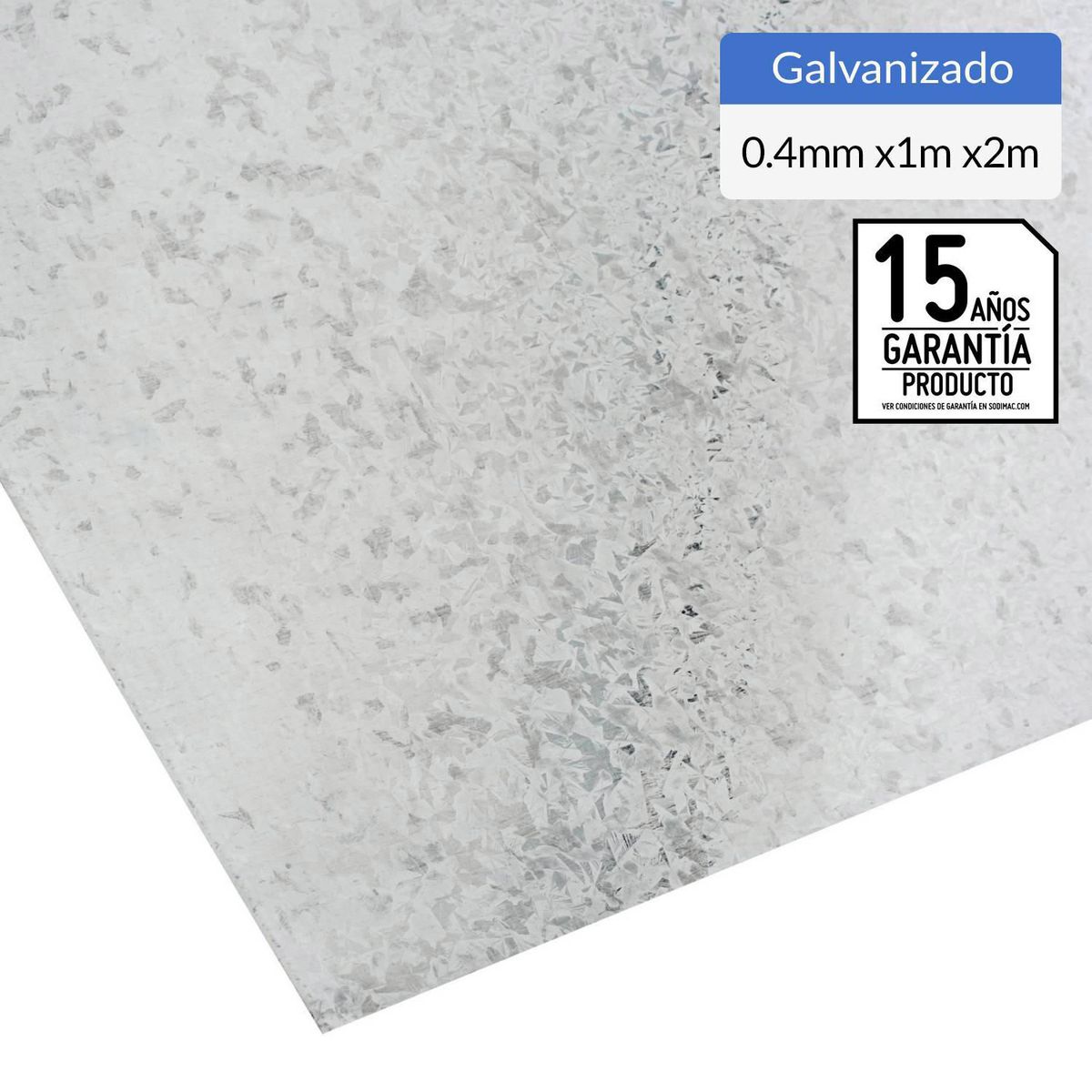 BOLKOW - Plancha Acero Galvanizado Liso 0.4 mm 100x200 cm Gris AZM180