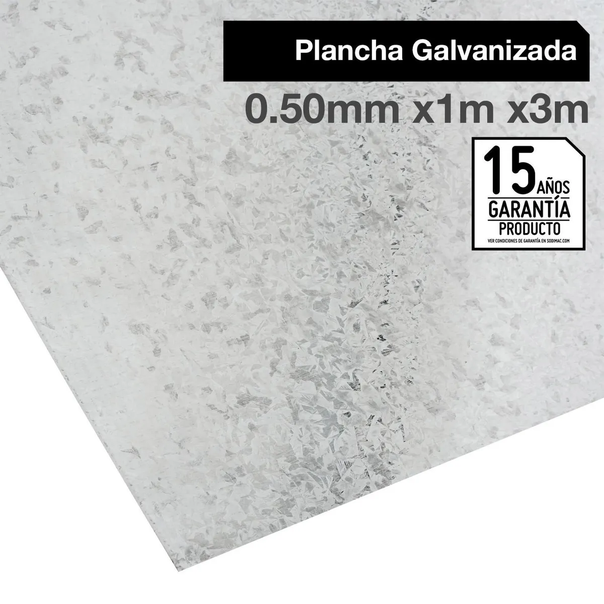 GENERICO - Plancha Acero Galvanizado Liso 0.5 mm 100x300 cm Gris AZM180
