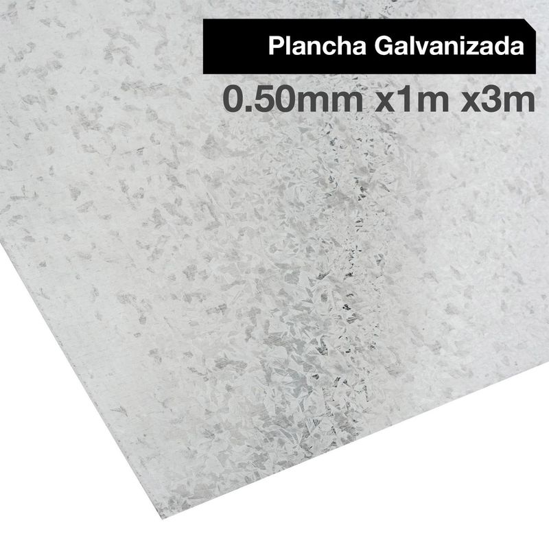 GENERICO - Plancha Acero Galvanizado Liso 0.5 mm 100x300 cm Gris