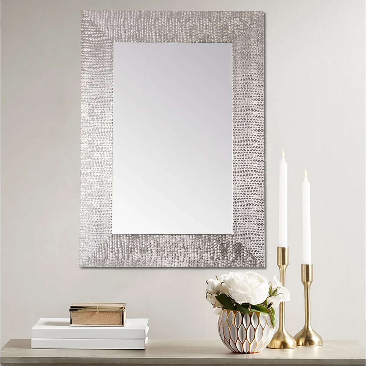 JUST HOME COLLECTION - Espejo Decorativo Forma Rectangular 70x50 cm Plateado Deco