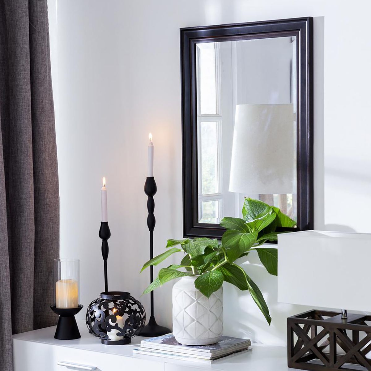 JUST HOME COLLECTION - Espejo Decorativo Forma Rectangular 70x50 cm Café Deco