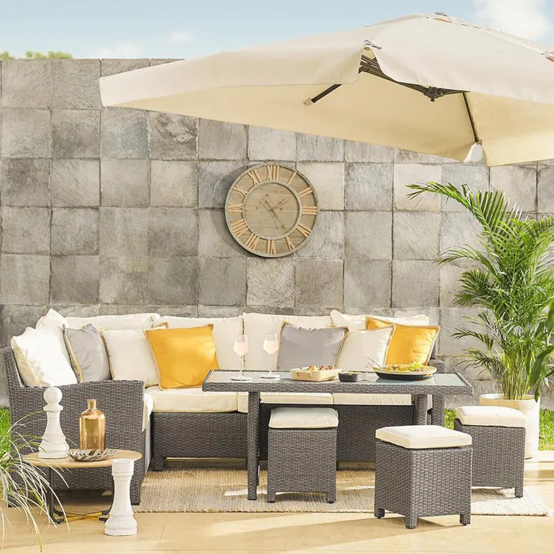 JUST HOME COLLECTION - Juego de Comedor de Terraza Gispy 8 Personas Gris