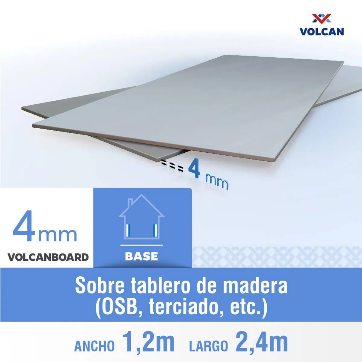 VOLCANBOARD - Placa Fibrocemento Lisa 4 mm 120x240 cm Blanco