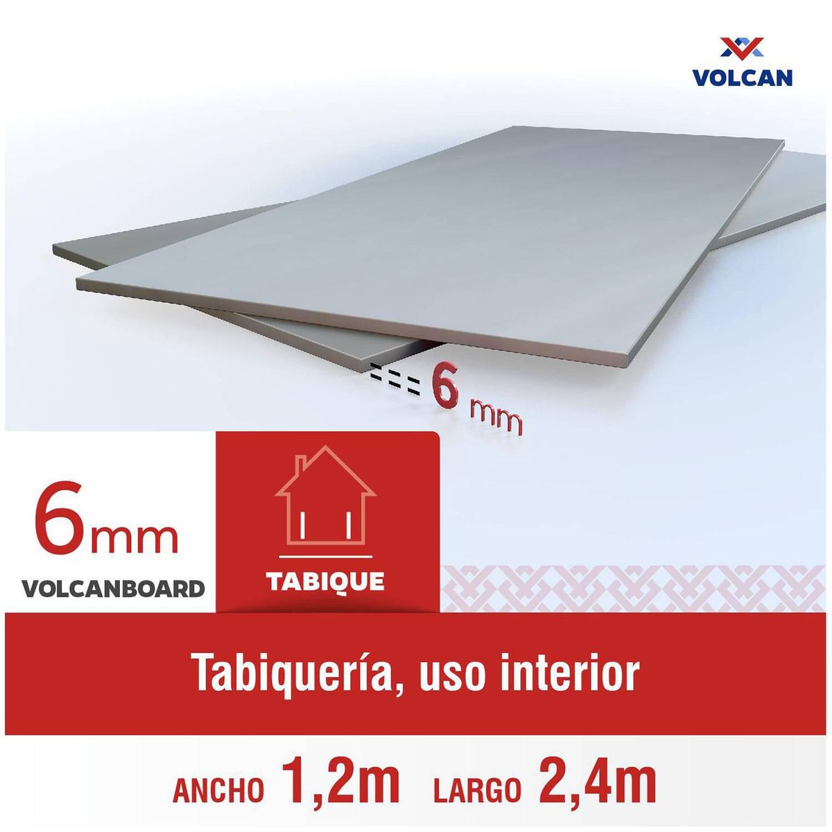 VOLCANBOARD - Placa Fibrocemento Lisa 6 mm 120x240 cm Blanco