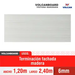 VOLCANBOARD - Placa Fibrocemento Textura Madera 6 mm 120x240 cm Blanco