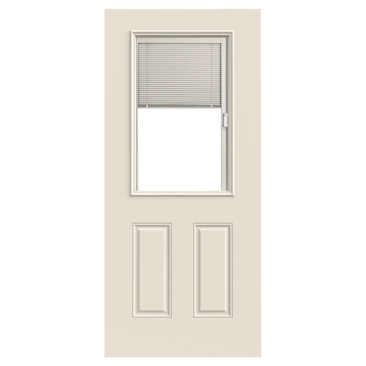 HOLZTEK - Puerta con Vidrio Termopanel Acero 75x200 cm Medio Cuerpo con Persiana Blanco