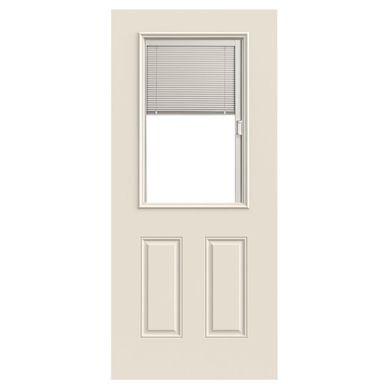 Puerta con Vidrio Termopanel Acero 80x200 cm Medio Cuerpo con Persiana Blanco